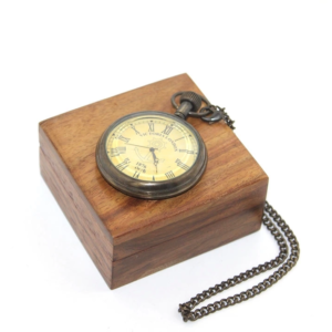 Ahşap Kutulu Pirinç Köstekli Saat 16156