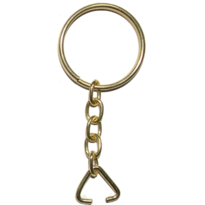 Anahtarlık Halkası, Halka + Zincir + Üçgen, 24mm, Altın, Sarı, 1 Adet