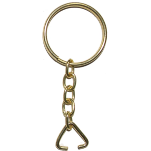 Anahtarlık Halkası, Halka + Zincir + Üçgen, 24mm, Altın, Sarı, 1000 Adet