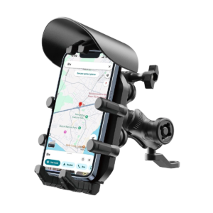 Ayna Bağlantılı Güneş Ve Yağmur Korumalı 360° Derece Ayarlanabilir Motosiklet Telefon Tutucu
