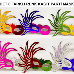 639lı Renkli Balo Maskesi Seti | Karton  Lastikli (yetişkin-çocuk Uyumlu)