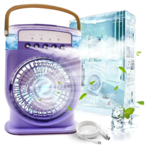 Şarjlı 600 Ml Su Hazneli Taşınabilir Masaüstü Vanilatör  Güçlü Fan Ve 2000 Mah Pil Yeşil