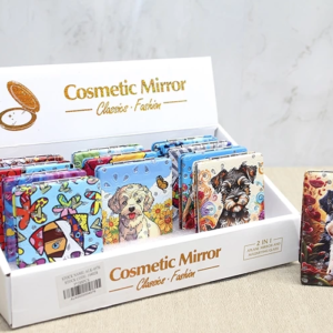 Sevimli Köpek Tasarımıyla Taş İşlemeli İnce El Aynası Dikdörtgen Alk4576