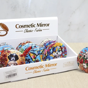 Sevimli Köpek Tasarımıyla Taş İşlemeli İnce El Aynası Yuvarlak Alk4577