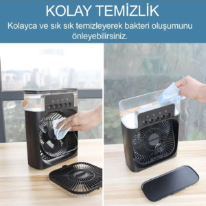 Taşınabilir Işıklı 5 Spreyli Vantilatör Buzlu Buharlı Vantilatör Mini Fan Nemlendirici