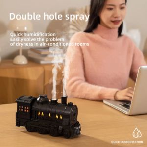 Tren Şeklinde Buharlı Oda Hava Nemlendirici Işık Buhar Makinesi Kumandalı