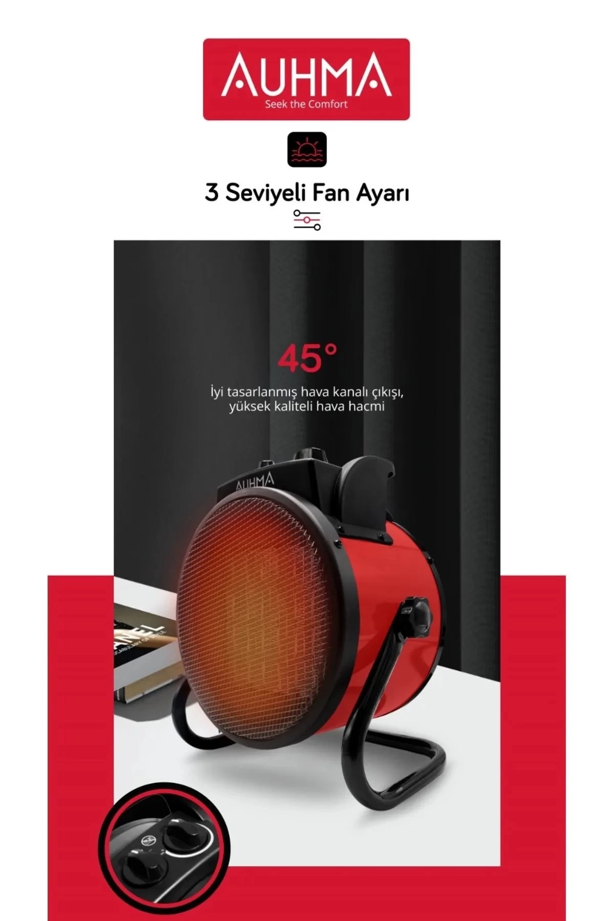 Ultra Güçlü 3000 Watt Taşınabilir Elektrikli Portatif Isıtıcı Soba Sıcak Hava Üfleyen Fan Radyatör - Görsel 2