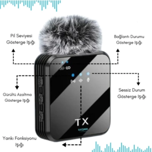 Yüksek Kalite Profesyonel 3 In 1 Kablosuz Taşınabilir Yaka Mikrofonu Tüylü