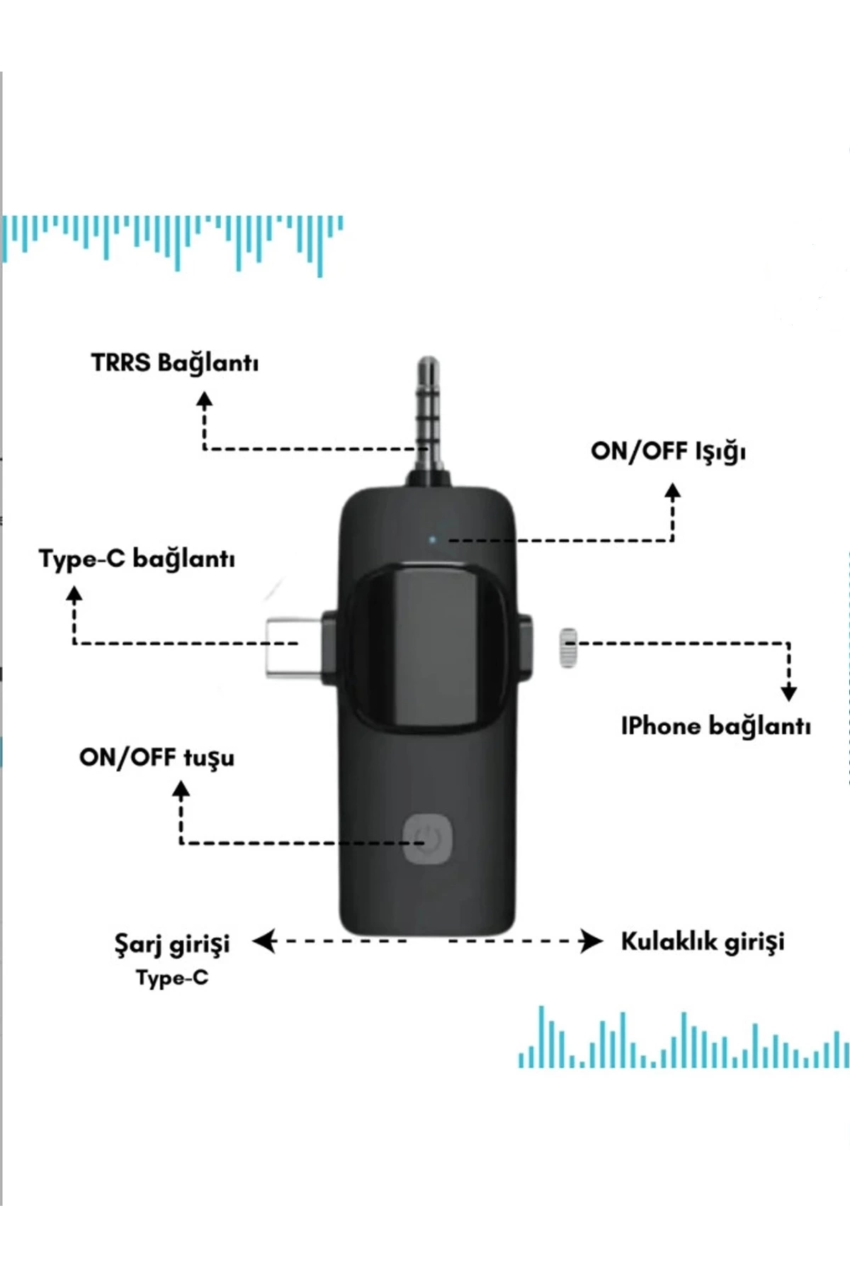 Yüksek Kalite Profesyonel 3 In 1 Kablosuz Taşınabilir Yaka Mikrofonu Tüylü - Görsel 5