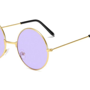 Yuvarlak Cam John Lennon Tarzı Gold Çerçeveli Mor Gözlük