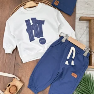 Hi Kabartma Baskılı Bereli Arma Detaylı Oversize (Geniş Kalıp) Erkek Bebek Takım