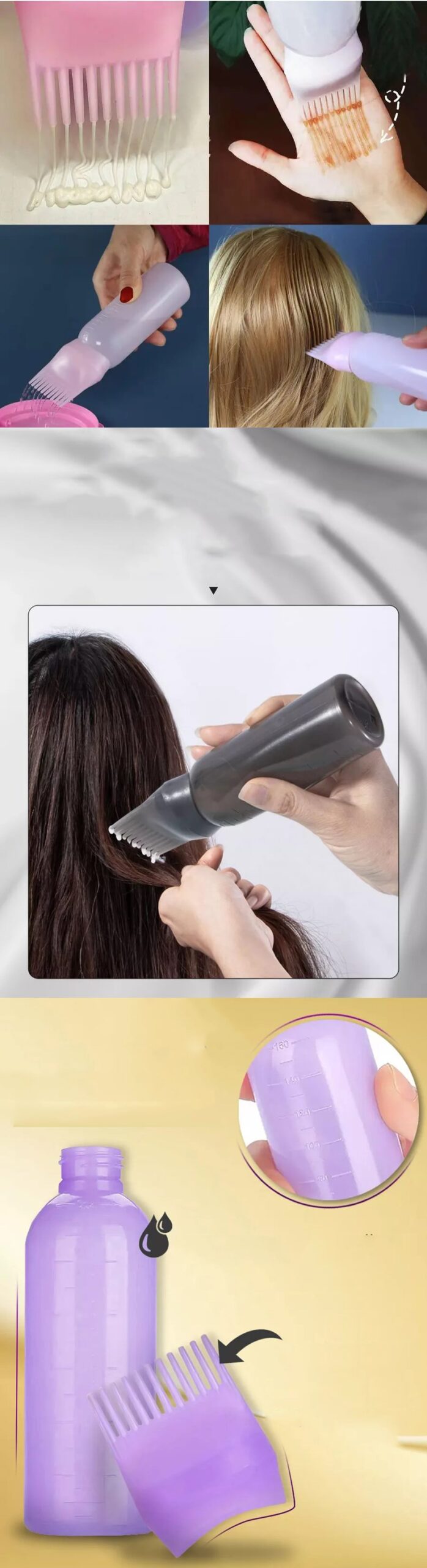 Turk Saç Boyası Eşit Dağıtım Taraklı Şişe Doldurulabilir Aplikatör 3 ADET - Görsel 2