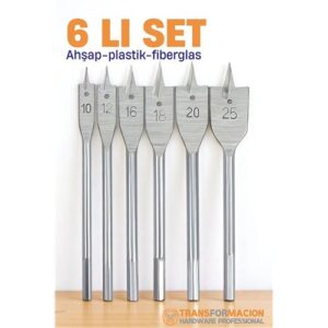 Turk Ahşap Yaprak Matkap Ucu Seti - Plastik Fiberglas Ahşap Delik Açma Panç Seti