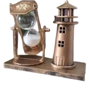 Deniz Feneri Kum Saati Ahşap Görünümlü Vintage Tarz Biblo