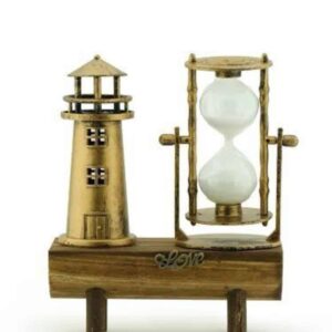 Deniz Feneri Kum Saati Ahşap Görünümlü Vintage Tarz Biblo