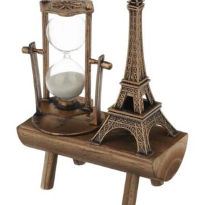 Retro Eyfel Kulesi Ve Kum Saati Dekoratif Ahşap Görünümlü Masa Biblosu