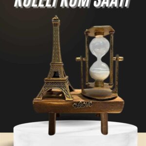 Retro Eyfel Kulesi Ve Kum Saati Dekoratif Ahşap Görünümlü Masa Biblosu