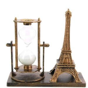 Retro Eyfel Kulesi Ve Kum Saati Dekoratif Ahşap Görünümlü Masa Biblosu
