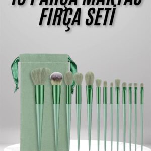 Makyaj Fırça Seti Yeşil 13 Parça Fondöten Fırçası Allık Fırçası Far Fırçası