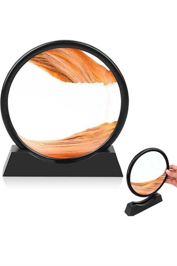 7 Inç Mavi Orta Boy Dekoratif Yuvarlak Şık Kum Tablosu Modern Dekoratif Süs - Görsel 3