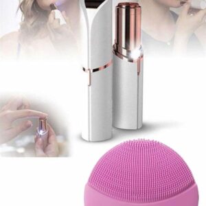KAŞ BIYIK VE YÜZ EPİLASYON ALETİ VE TİTREŞİMLİ YÜZ TEMİZLEME MASAJ ALETİ İKİLİ SET