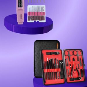 Elektrikli Manikür Pedikür Seti İkili Set 17 Parça Tırnak Bakımı Nasır Temizleme Tırnak Şekillendirme