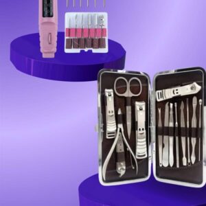Elektrikli Manikür Pedikür Seti İkili Set 12 Parça Tırnak Bakımı Törpü Protez Çıkarma