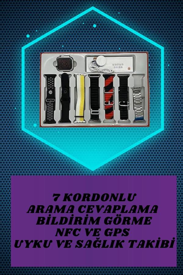 7 Kordonlu Akıllı Saat Ve Yeni Nesil Kulaklık Dokunmatik Ekran Android ve İOS Uyumlu - Görsel 3