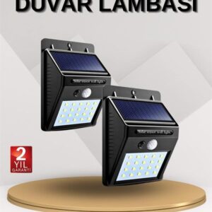 Solar Sensörlü Duvar Lambası Bahçe Lamba 20 Led Işık
