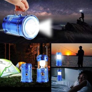 Solar Şarjlı Kamp Lambası Güneş Enerjili Kızaklı Kamp Feneri Çadır Feneri Led Işıldak