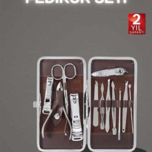 12 Parça Paslanmaz Çelik Kompakt ve Taşınabilir Manikür Makası Tırnak Makası