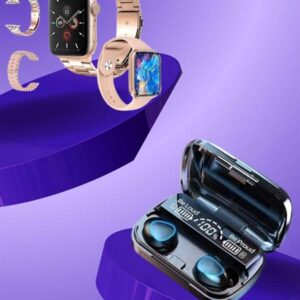 Aksesuar Hediyeli Akıllı Saat ve Dijital Göstergeli Powerbankli Bluetooth Kulaklık