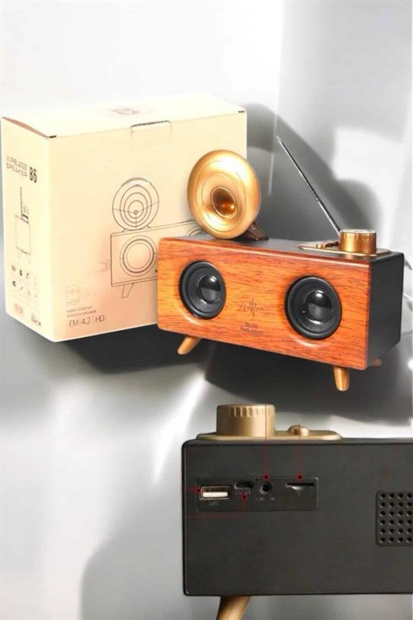 Bluetooth Hoparlör Ahşap Klasik Retro Gramofon Bluetooth Müzik Kutusu - Görsel 3