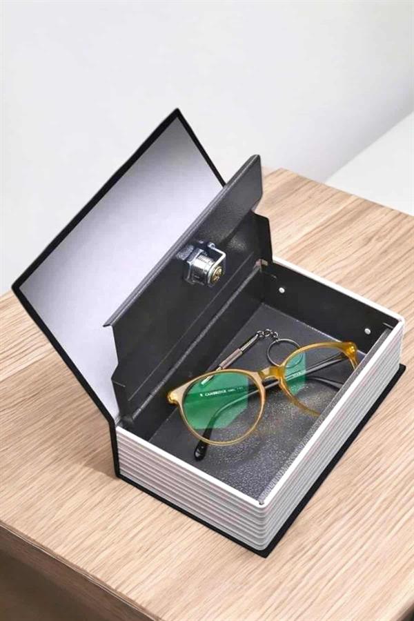 Büyük Boy Anahtarlı Kitap Görünümlü Gizli Kasa Çelik Kasa Altın Kasası - Görsel 5