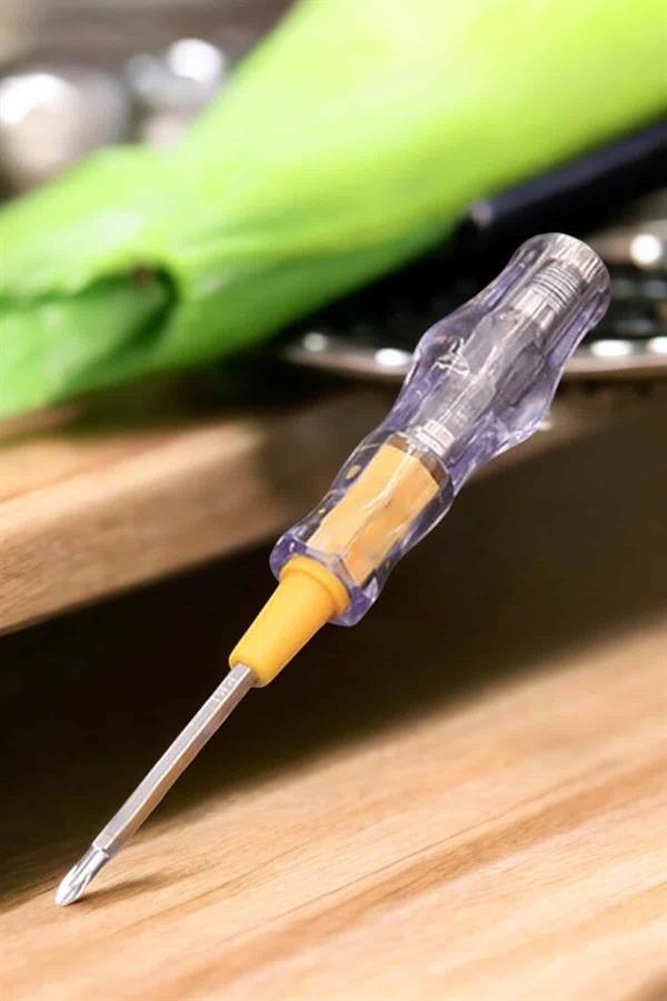 Test Cihazı Kontrol Kalemi Çift Başlıklı Şeffaf Elektrik Testi - Görsel 2