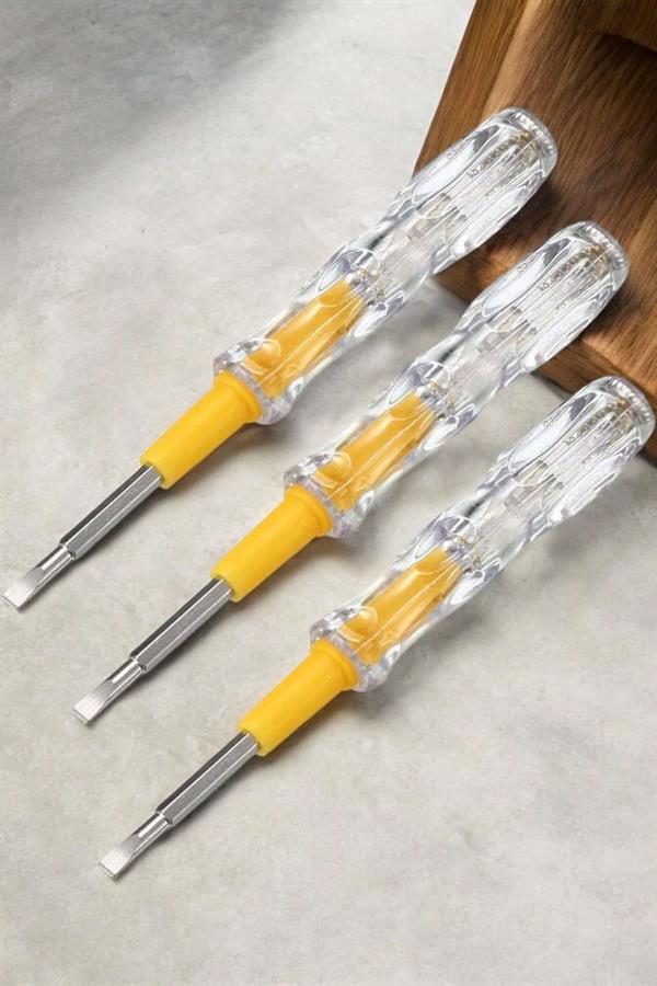 Test Cihazı Kontrol Kalemi Çift Başlıklı Şeffaf Elektrik Testi - Görsel 3