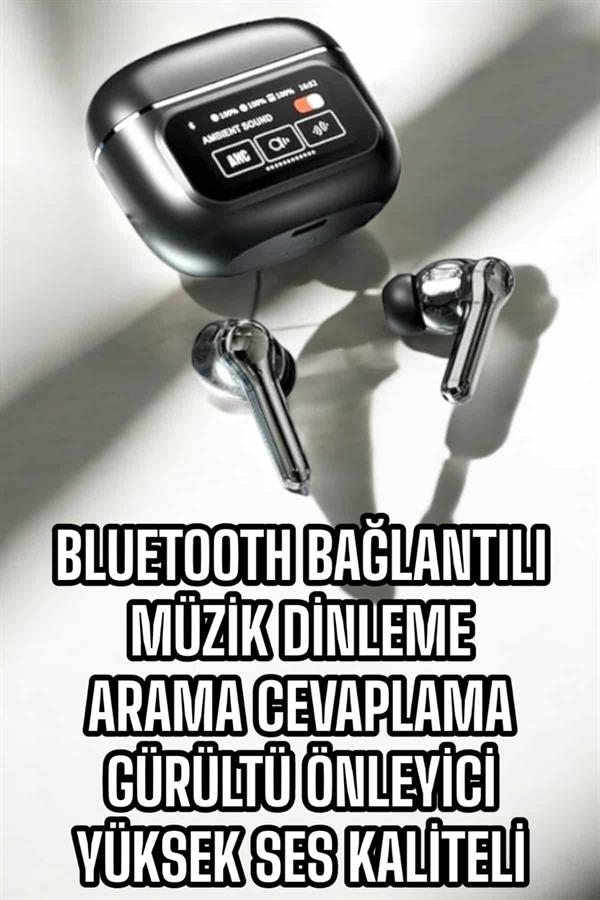 Bluetooth Kulaklık Kablosuz Ekranlı ANC/ENC Destekli Dokunmatik - Görsel 2