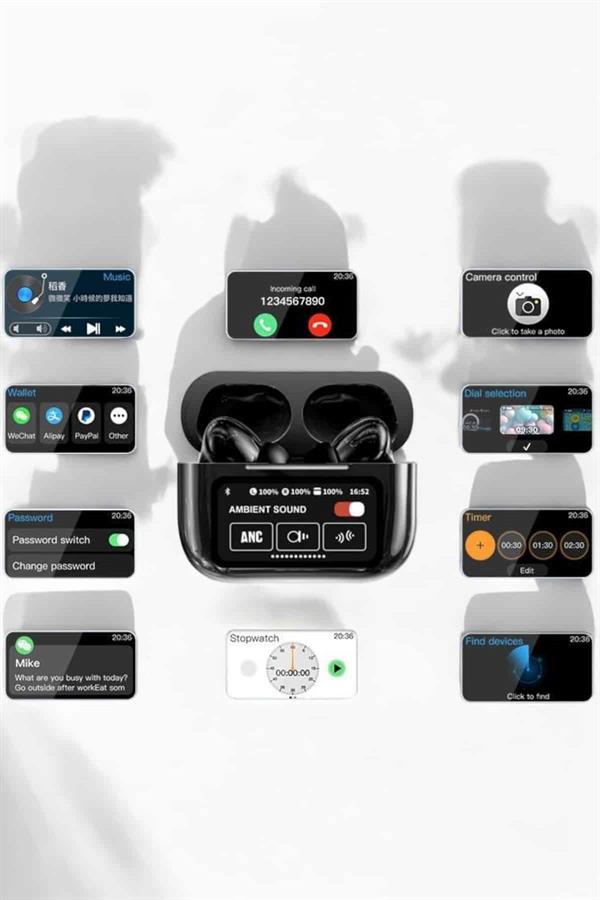 Bluetooth Kulaklık Kablosuz Ekranlı ANC/ENC Destekli Dokunmatik - Görsel 3