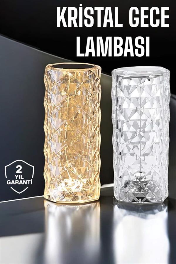 Gece Lambası Kristal Lamba Dokunmatik Şarjlı Hediyelik - Görsel 2