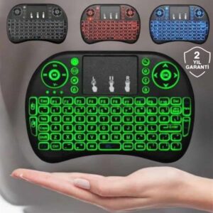 TV Uyumlu Mini Klavye Q Klavye Işıklı Tüm Cihazlara Uyumlu