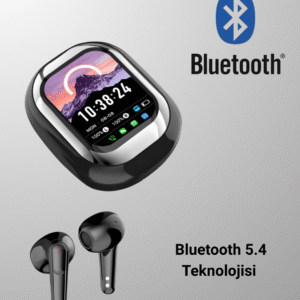 Akıllı Ekranlı Bluetooth 5.4 Kablosuz Kulaklık – Dokunmatik ve Şarj Kutulu