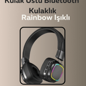 Bluetooth 5.3 Rainbow Işıklı Kulak Üstü Kablosuz Kulaklık