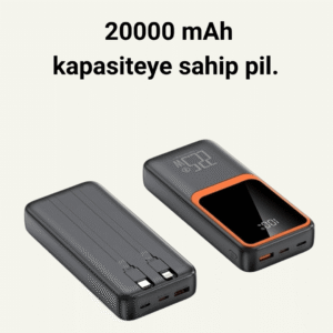 20000 mAh Powerbank | Çok Kablolu Dijital Göstergeli Yüksek Hızlı Şarj Cihazı