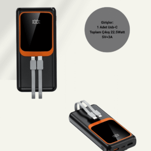 20000 mAh Powerbank | Çok Kablolu Dijital Göstergeli Yüksek Hızlı Şarj Cihazı