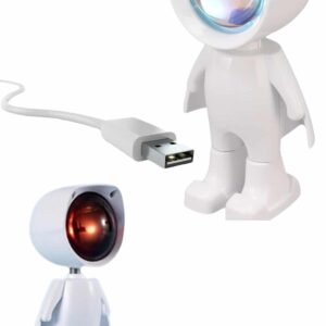 Gün Batımı Lambası Işık Arka Plan Projektör Sevimli Astronot Enerji Tasarruflu