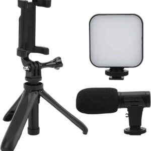 Akıllı Telefon Vlog Kiti Tripod Mini Mikrofonlu Telefon Tutucu