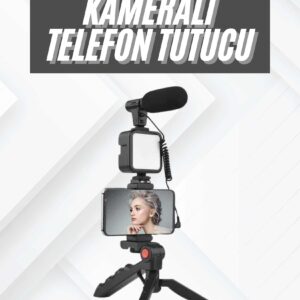 Telefon Tutucu Mikrofonlu Işıklı Youtuber Video Kayıt