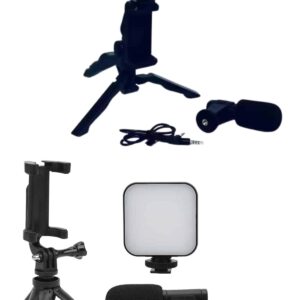 Telefon Tutucu Mikrofonlu Işıklı Youtuber Video Kayıt