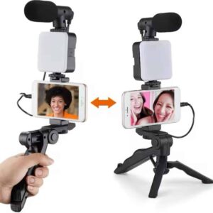Telefon Tutucu Mikrofonlu Işıklı Youtuber Video Kayıt