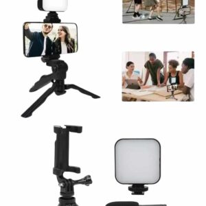 Telefon Tutucu Mini Mikrofonlu Tripod Vlog Çekim Video
